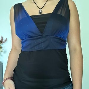 sparkly blue and black tank top